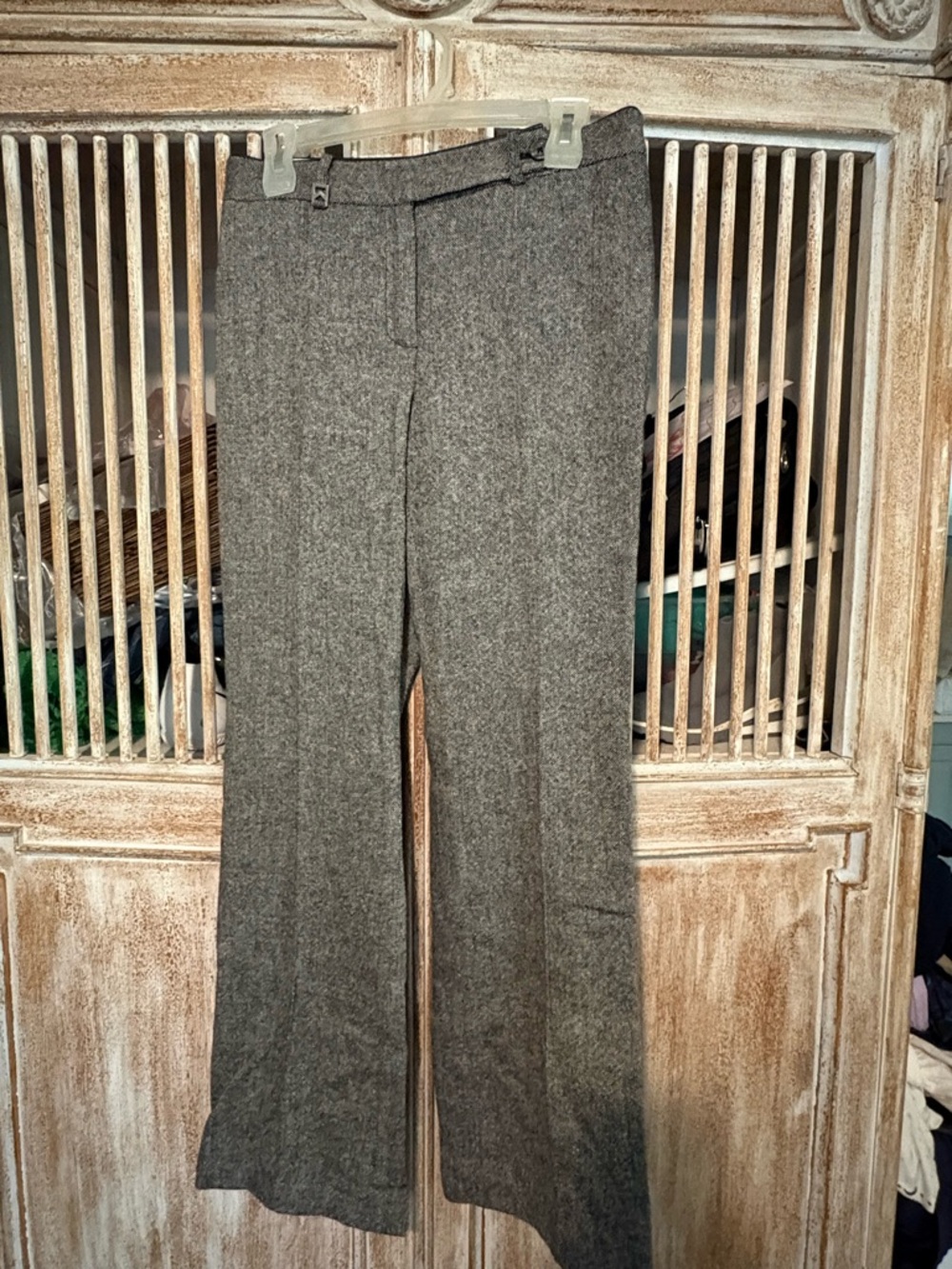 Michael Kors Gray Herringbone Tailored Straight-Leg Trousers - Picture 2 of 10